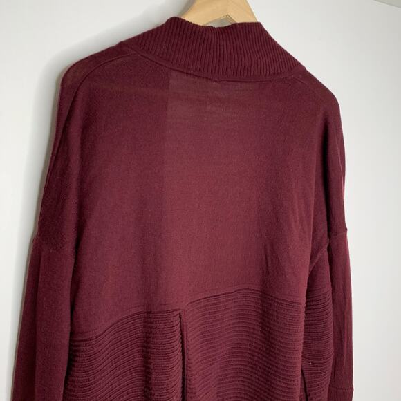 Lululemon Sit in Lotus Heathered Plum Cardigan Wrap Sweater Burgundy Wool 4 - Picture 10 of 13